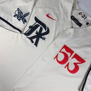 Nike Texas Rangers City Connect Jersey Mens XXL Cream Adolis Garcia 53 MLB 4*21